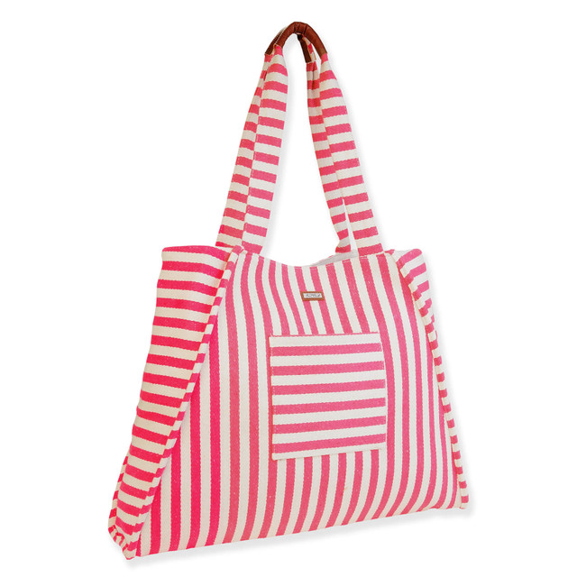 Sun N Sand Pink Poly-Cotton Shoulder Tote | CE6659 A