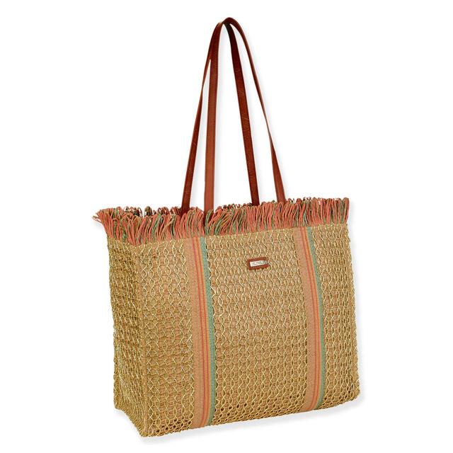 Sun N Sand Rust Paper/Poly Shoulder Tote | CE6679 B