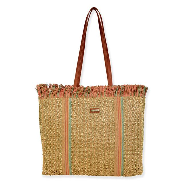 sun n sand Rust Paper/Poly Shoulder Tote | CE6679 B
