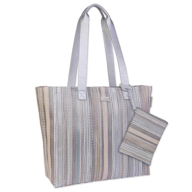 Sun N Sand Silver Poly Mesh Shoulder Tote | CE6619 A