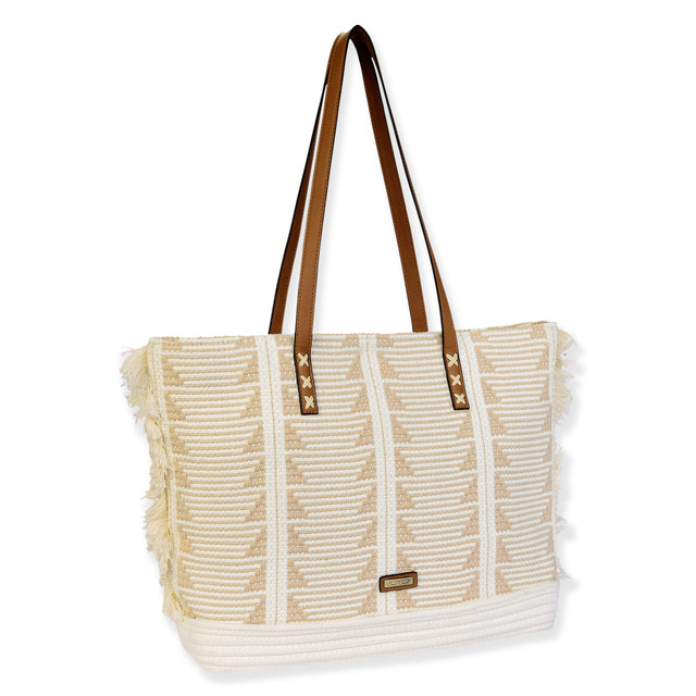 Sun N Sand Tan Cotton Shoulder Tote | CE6622 A