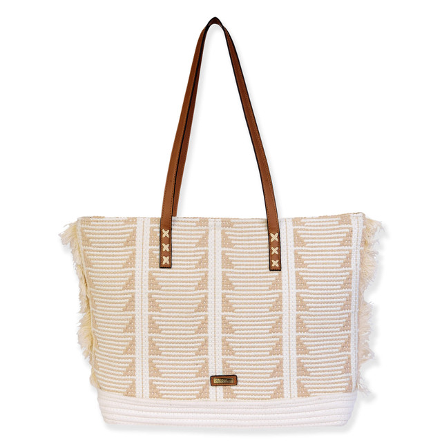 sun n sand Tan Cotton Shoulder Tote | CE6622 A