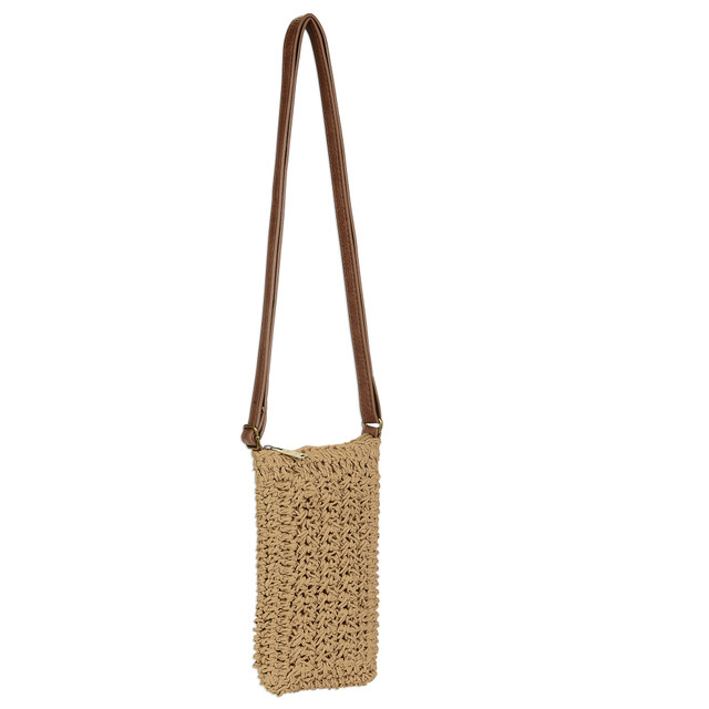 Sun N Sand Tan Paper Crochet Crossbody | CE6718 B