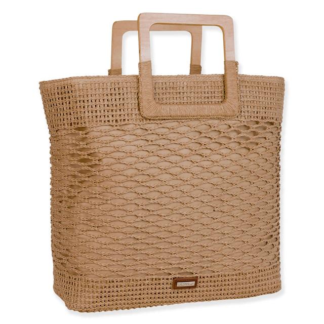 Sun N Sand Tan Paper Crochet Tote | CE6699 B