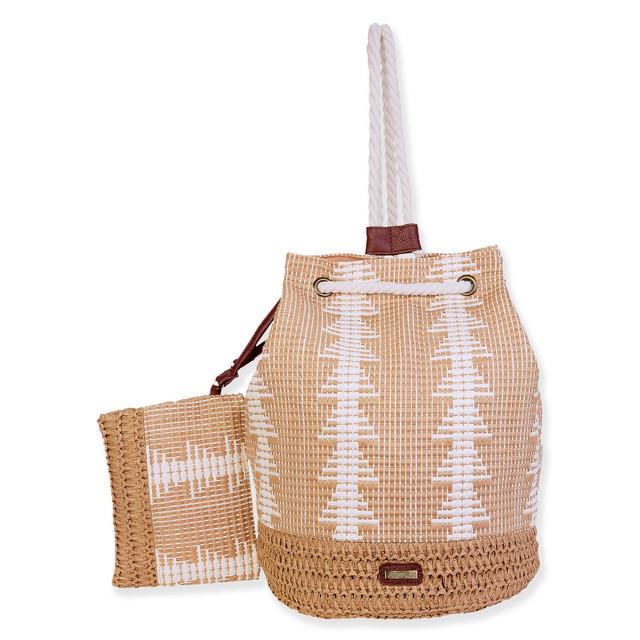 sun n sand Tan Paper Straw Backpack | CE6623 A