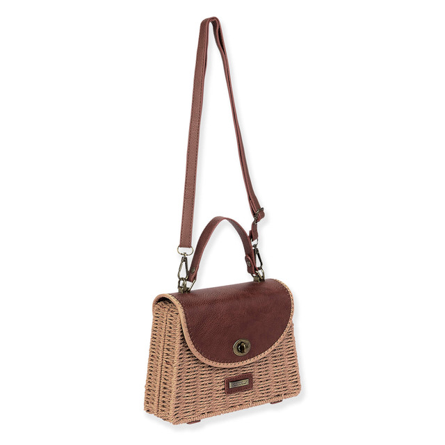 Sun N Sand Tan Paper Straw Crossbody | CE6644 B