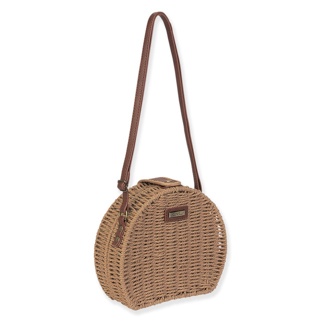Sun N Sand Tan Paper Straw Crossbody | CE6647 B