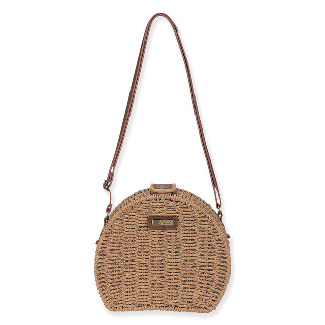 sun n sand Tan Paper Straw Crossbody | CE6647 B
