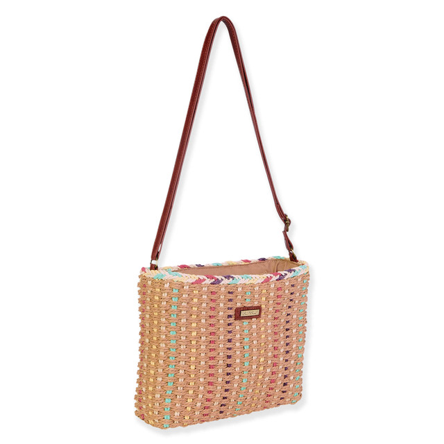 Sun N Sand Tan Paper Straw Crossbody | CE6713 B