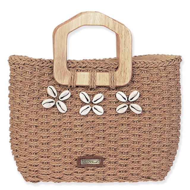 sun n sand Tan Paper Straw Medium Tote | CE6643 B