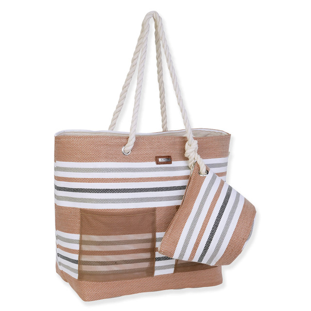 Sun N Sand Tan Paper Straw Shoulder Tote | CE6663 A