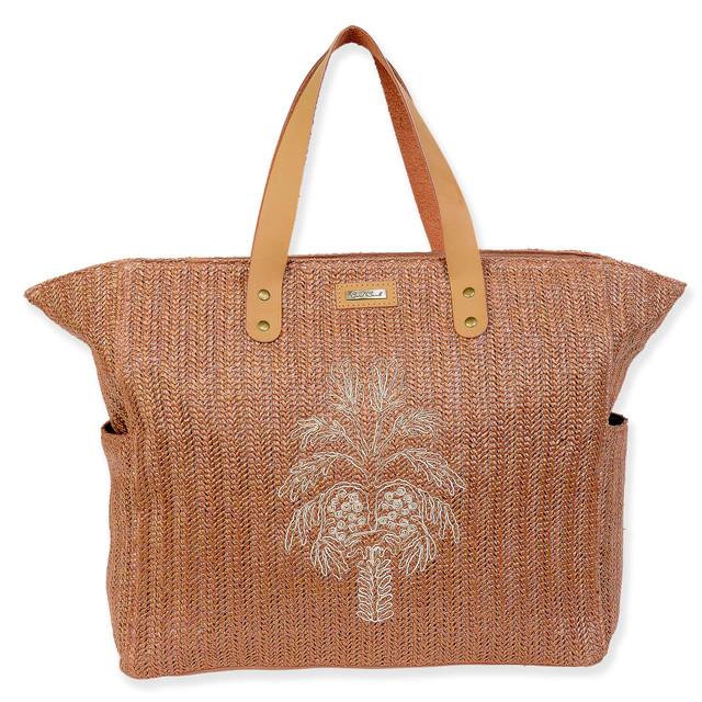sun n sand Tan Poly Straw Shoulder Tote | CE6628 A