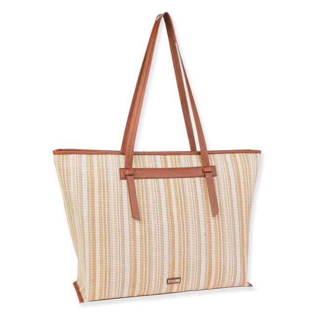 Sun N Sand Tan Poly Straw Shoulder Tote | CE6635 A