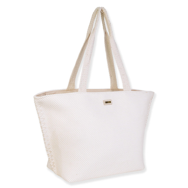 Sun N Sand White Poly Shoulder Tote | CE6667 A