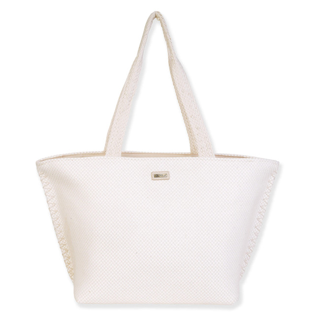 sun n sand White Poly Shoulder Tote | CE6667 A