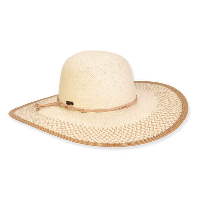 sun n sand Women's Beige Paper Straw Floppy Brim 5