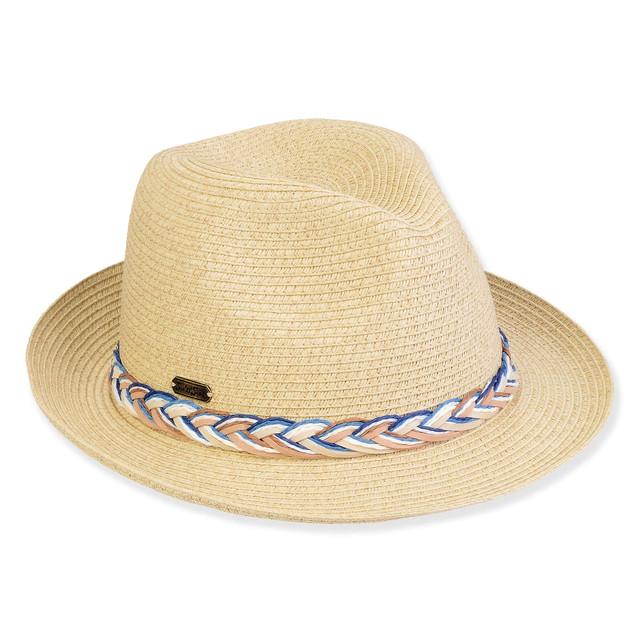 sun n sand Women's Beige Paperbraid Fedora Brim 2