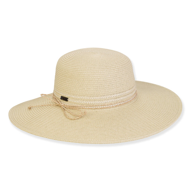 sun n sand Women's Beige Paperbraid Floppy Brim 4