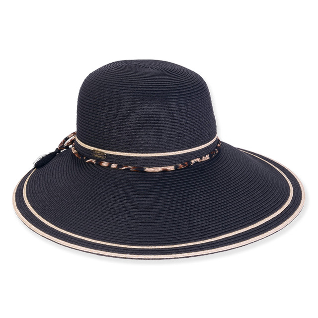 sun n sand Women's Black Paperbraid Tapered Brim 5