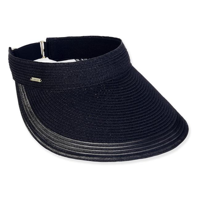 sun n sand Women's Black Paperbraid Visor Brim 5