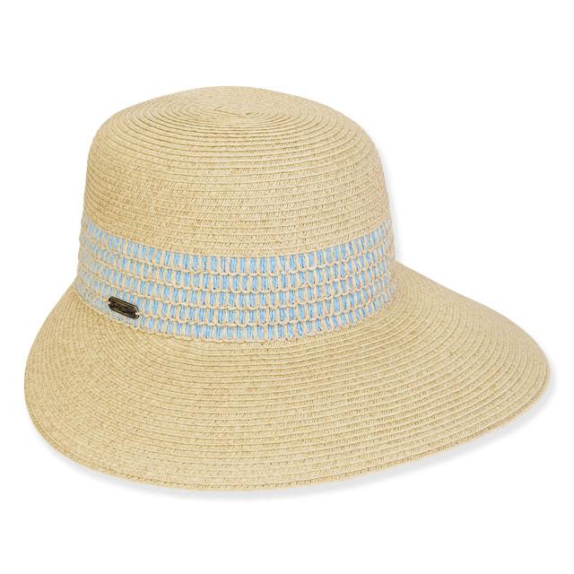 sun n sand Women's Blue Paperbraid Backless Brim 4