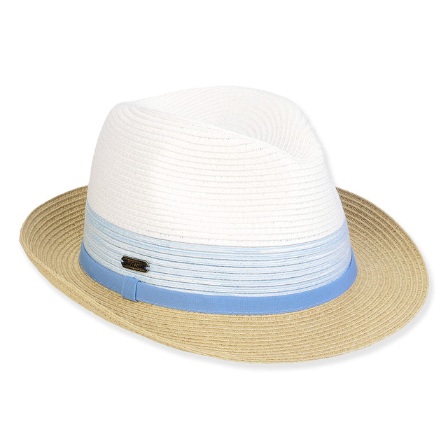 sun n sand Women's Blue Paperbraid Fedora Brim 2
