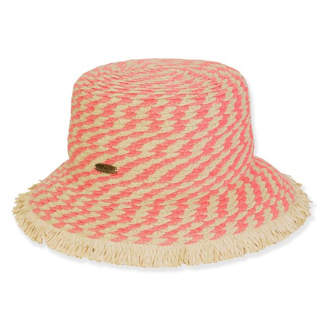 sun n sand Women's Coral Paperbraid Bucket Brim 3