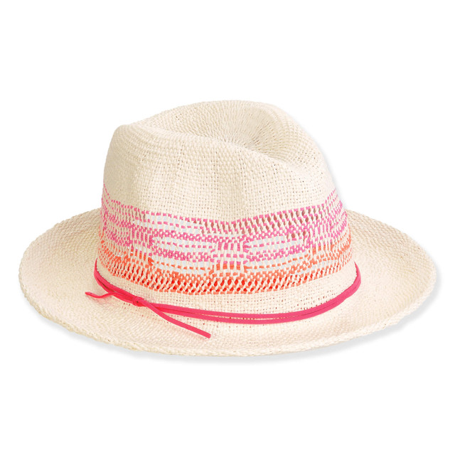 sun n sand Women's Fuchsia Toyo Fedora Brim 2