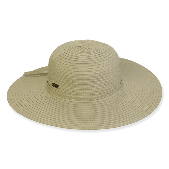 sun n sand Women's Green Ribbon Floppy Brim 4