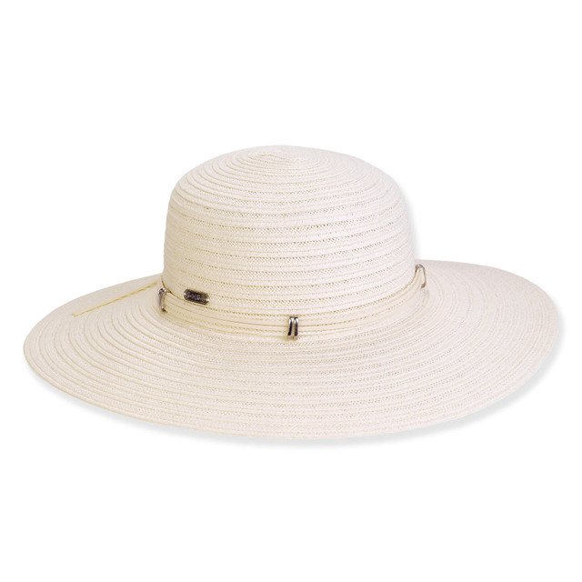 sun n sand Women's Ivory Paperbraid Floppy Brim 4