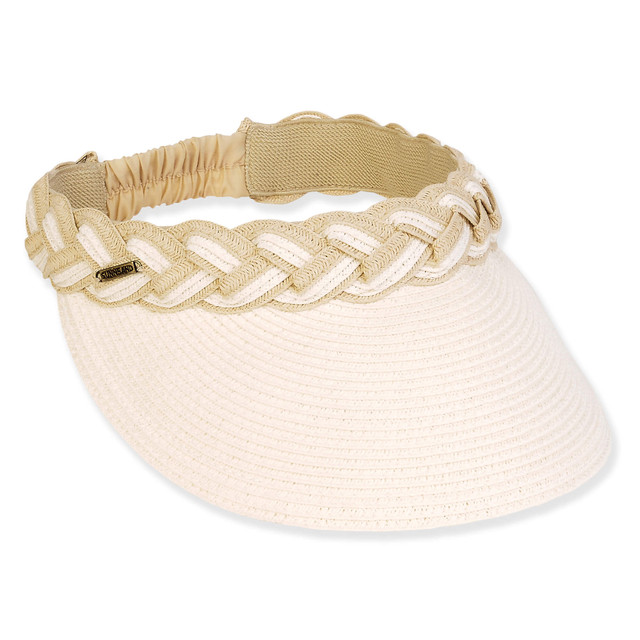 sun n sand Women's Ivory Paperbraid Visor Brim 4