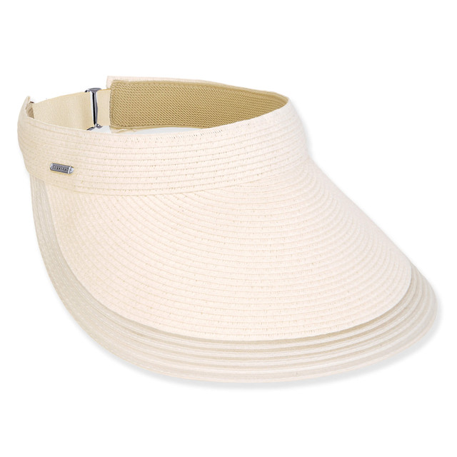 sun n sand Women's Ivory Paperbraid Visor Brim 5