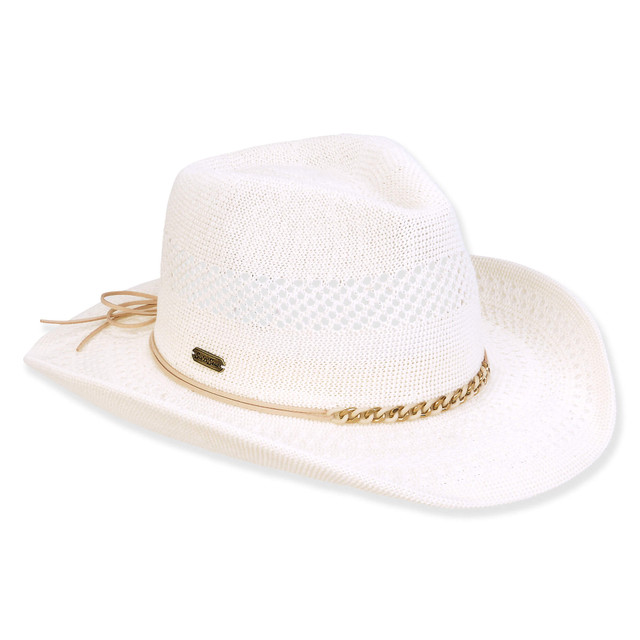 sun n sand Women's Ivory Polyester Western Brim 3