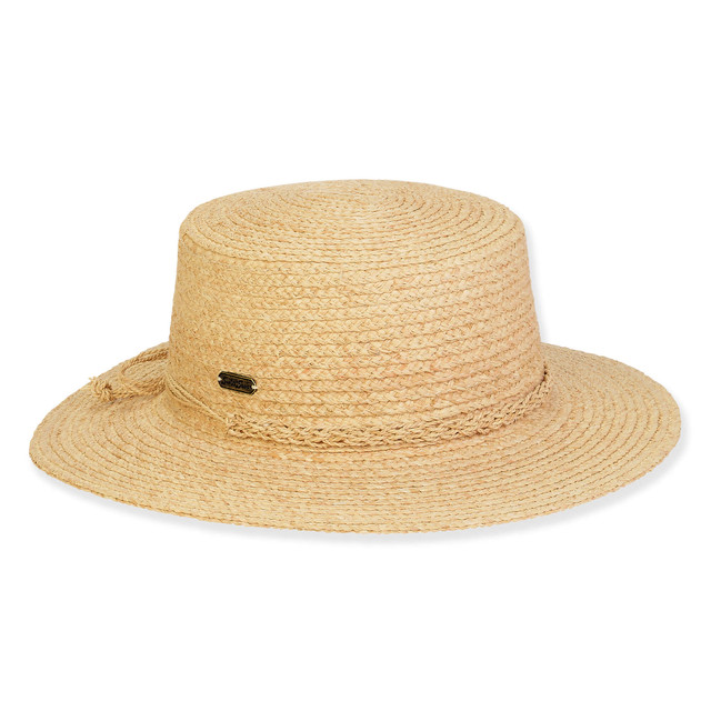 sun n sand Women's Neutral Raffia Boater Brim 2.75