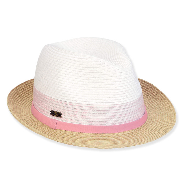 sun n sand Women's Pink Paperbraid Fedora Brim 2
