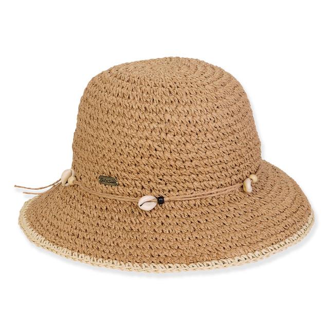 sun n sand Women's Tan Paper Crochet Bucket Brim 3