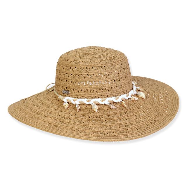 sun n sand Women's Tan Paperbraid Floppy Brim 4.5