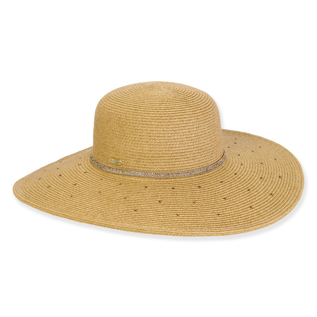 sun n sand Women's Tan Paperbraid Floppy Brim 4.5