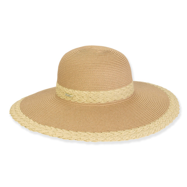 sun n sand Women's Tan Paperbraid Floppy Brim 4.5