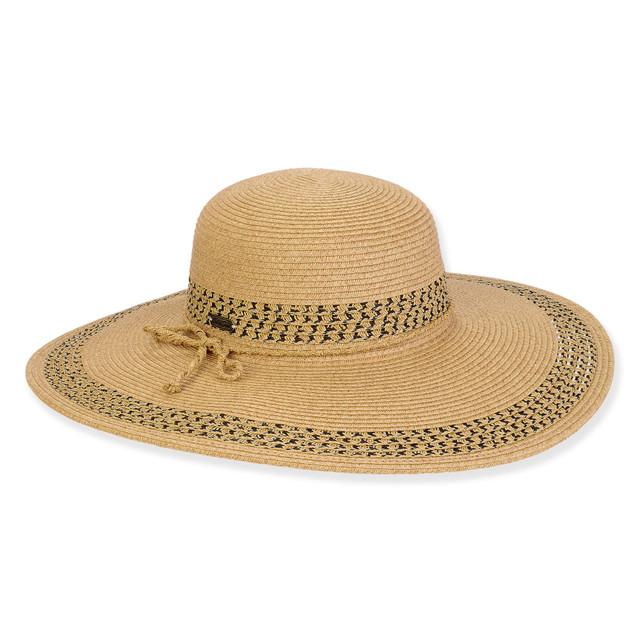 sun n sand Women's Tan Paperbraid Floppy Brim 4.5