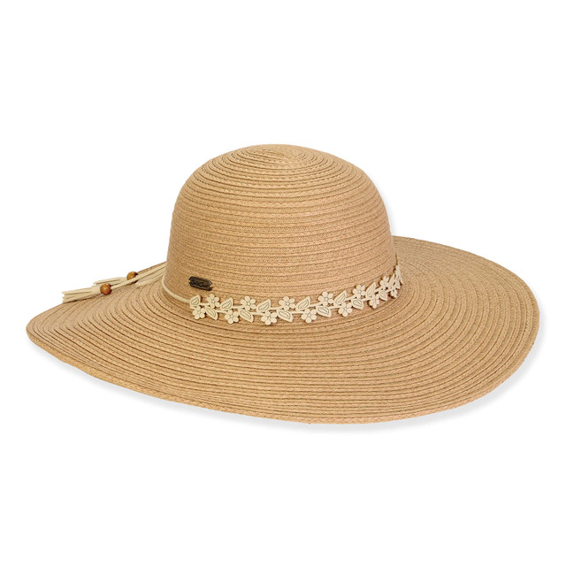 sun n sand Women's Tan Paperbraid Floppy Brim 4.5