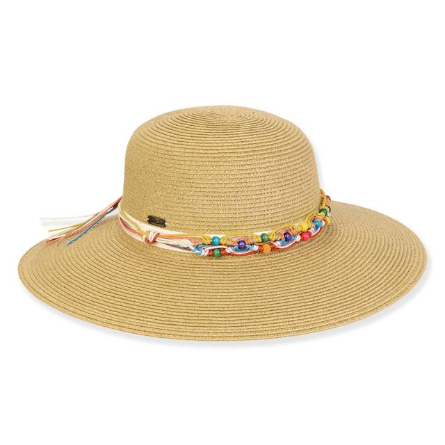 sun n sand Women's Tan Paperbraid Floppy Brim 4