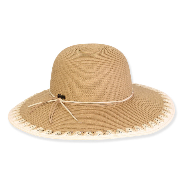 sun n sand Women's Tan Paperbraid Floppy Brim 4