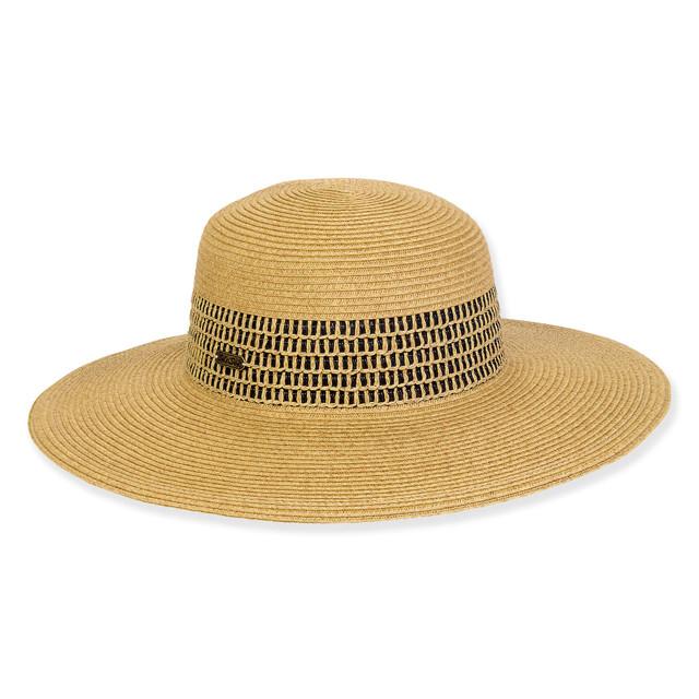 sun n sand Women's Tan Paperbraid Floppy Brim 4