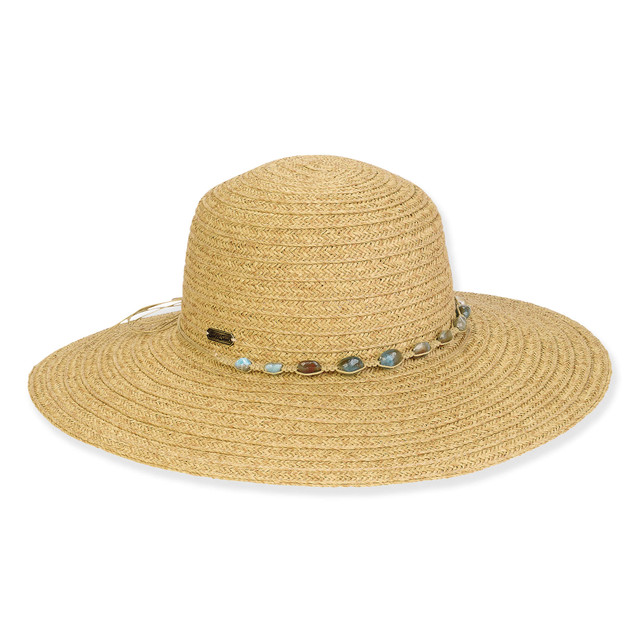 sun n sand Women's Tan Paperbraid Floppy Brim 4