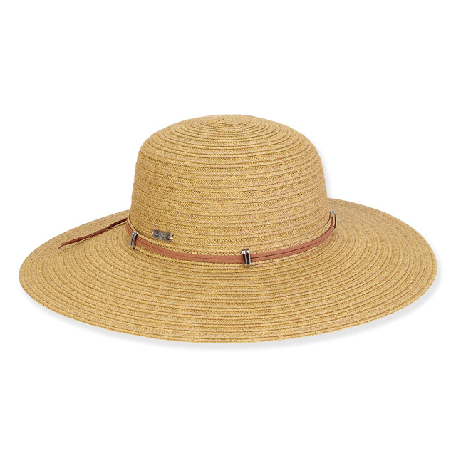 sun n sand Women's Tan Paperbraid Floppy Brim 4