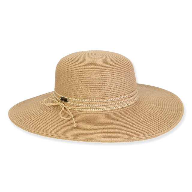 sun n sand Women's Tan Paperbraid Floppy Brim 4