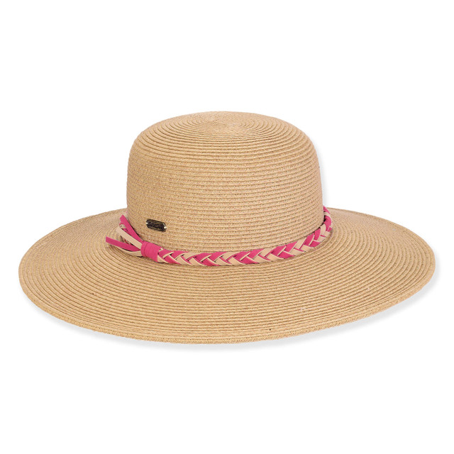 sun n sand Women's Tan Paperbraid Floppy Brim 4