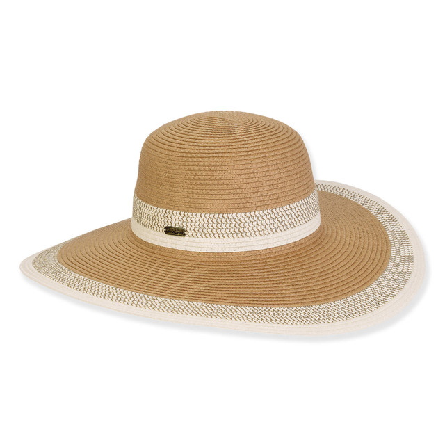 sun n sand Women's Tan Paperbraid Floppy Brim 5
