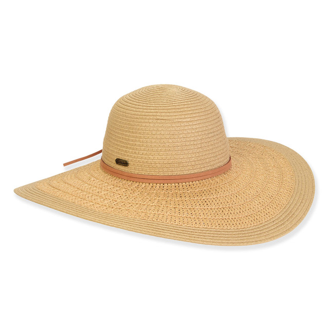sun n sand Women's Tan Paperbraid Floppy Brim 5